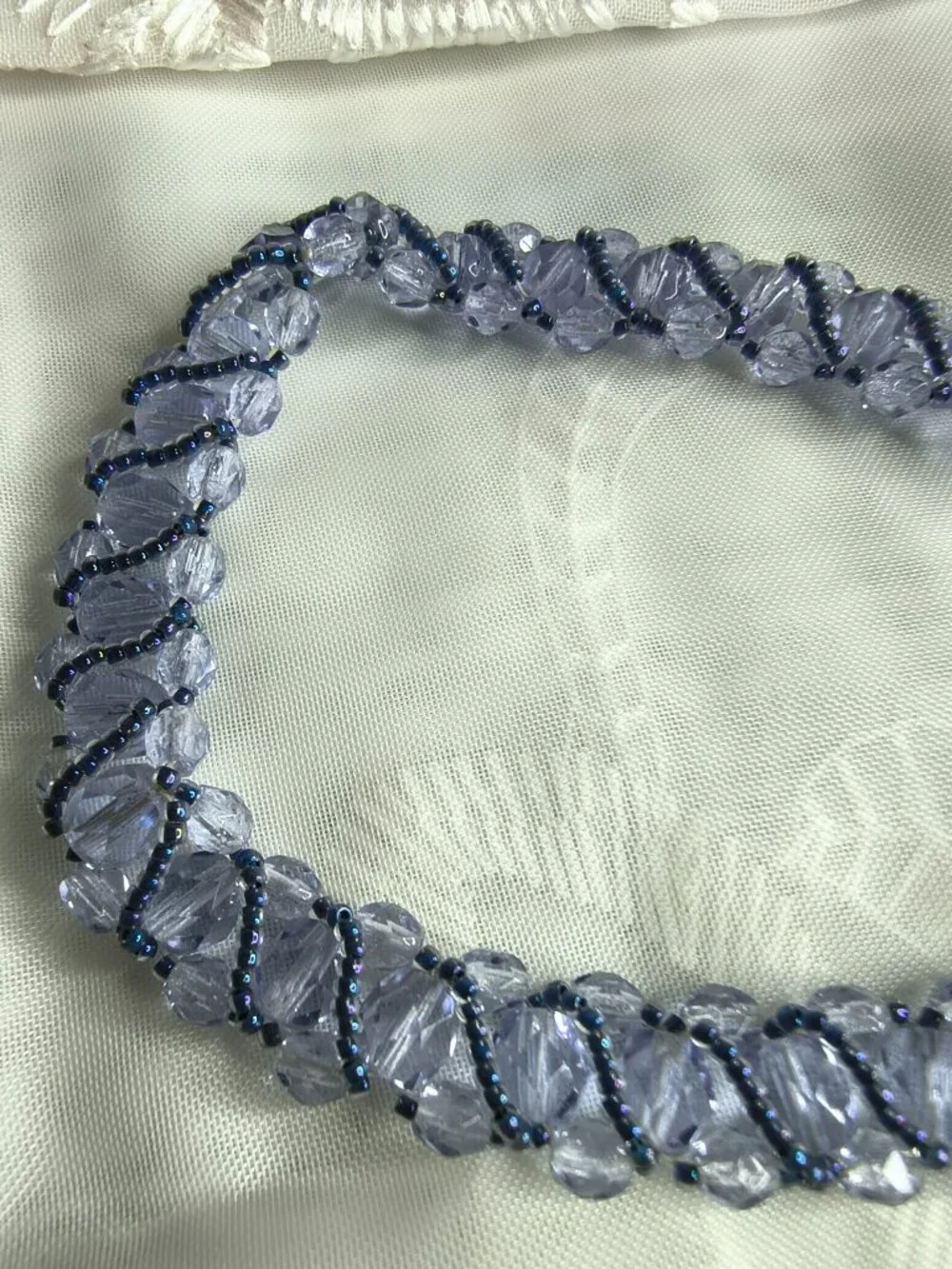 Silver Tone Glass Crystal Bracelet